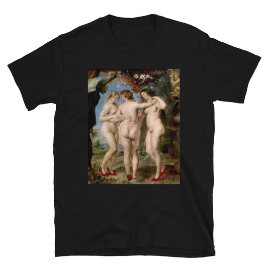 Camiseta las tres gracias más presumidas, mitología griega, Algodón. Unisex